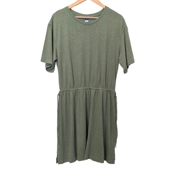 olive green dress old navy GREEN PUFF SLEEVES DRESS | CULT MIA main image 1